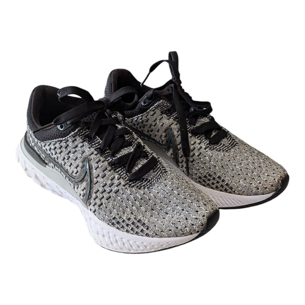 Nike React Infinity Run Flyknit 3 Shoes Women's Size 8 Black Grey Fog Running